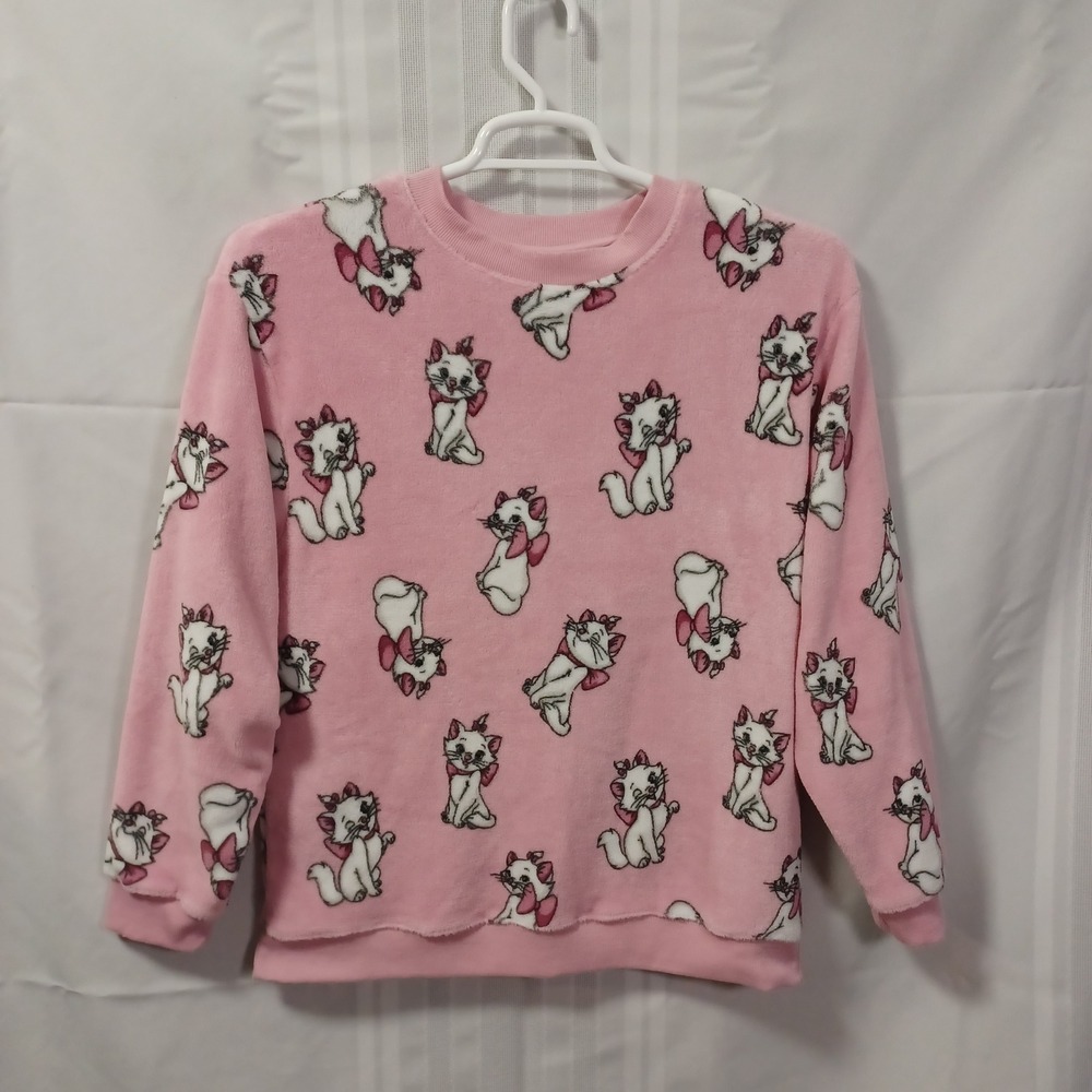 Disney Sweatshirt Womens M Pink Marie The Aristocats Fleece All Over Print Top